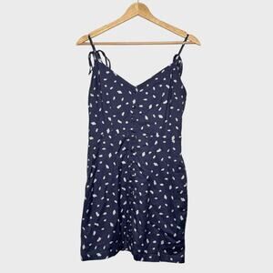 Abercrombie & Fitch Small Art Deco Geo Mini Dress Blue White Tie Strap Coastal